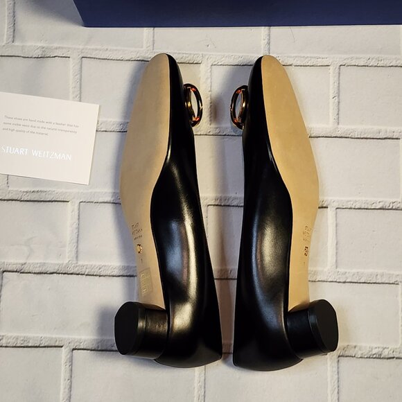 Brand  New Stuart Weitzman Anicia 25 Black Leather Low Pump Size: 39.5 | 9 B - Picture 9 of 13